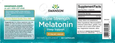 Triple Strength Melatonin 10 mg label
