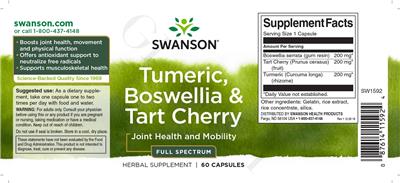 Turmeric, Boswellia & Tart Cherry label