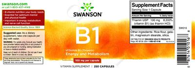 Vitamin B1 100 mg label