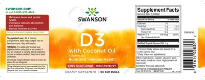Vitamin D3 2,000 IU with Coconut Oil label