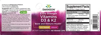 Vitamins D3 & K2 Extra Strength label