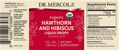 Organic Hawthorn and Hibiscus Liquid Drops label