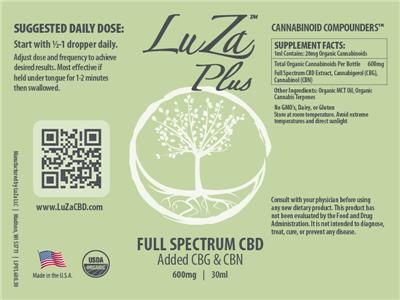 Full Spectrum CBD 600 mg label
