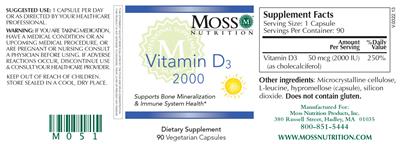 Vitamin D3 2000 label