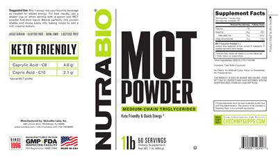 MCT Powder label