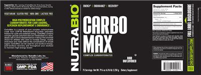 CarboMax Raw Unflavored label