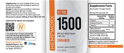 1500 Broad Spectrum CBD Oil Cinnamon label