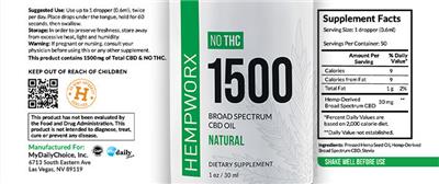 1500 Broad Spectrum CBD Oil Natural label