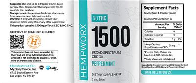 1500 Broad Spectrum CBD Oil Peppermint label