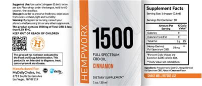 1500 Full Spectrum CBD Oil Cinnamon label