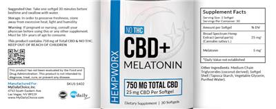 CBD+ Melatonin label