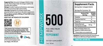 500 Full Spectrum CBD Oil Peppermint label