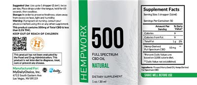 500 Full Spectrum CBD Oil Natural label