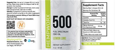 500 Full Spectrum CBD Oil Lemon Lime label