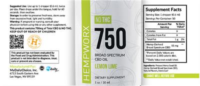 750 Broad Spectrum CBD Oil Lemon Lime label