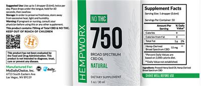 750 Broad Spectrum CBD Oil Natural label