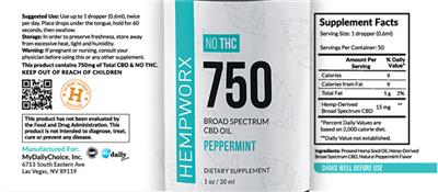 750 Broad Spectrum CBD Oil Peppermint label