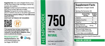 750 Full Spectrum CBD Oil Natural label