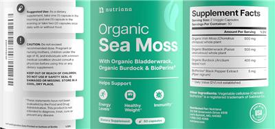 Organic Sea Moss label