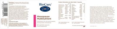 Menopause Multinutrient label