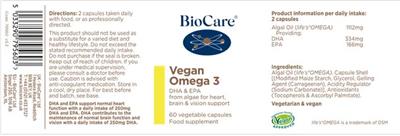 Vegan Omega 3 label