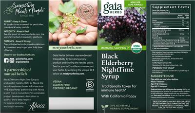 Black Elderberry NightTime Syrup label
