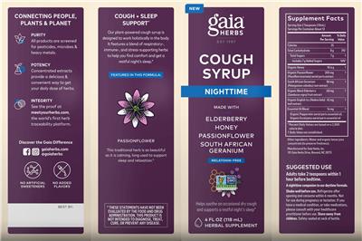 Cough Syrup Nighttime label