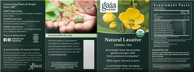 Natural Laxative Tea label