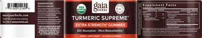 Turmeric Supreme Extra Strength Gummies label