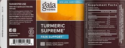 Turmeric Supreme Pain Support label