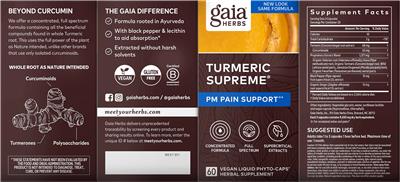 Turmeric Supreme Pain P.M. Support label