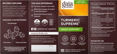 Turmeric Supreme Sinus Support label
