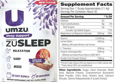 ZuSleep Apple Cinnamon Flavor label