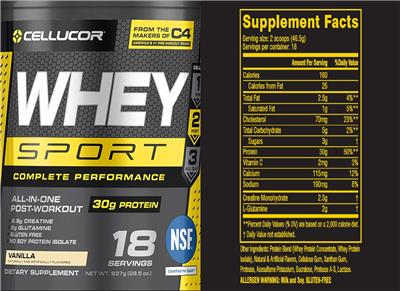 Whey Sport Vanilla label
