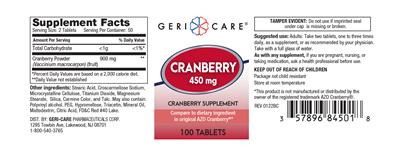 Cranberry 450 mg label