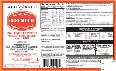 Geri-Mucil Orange Flavor label