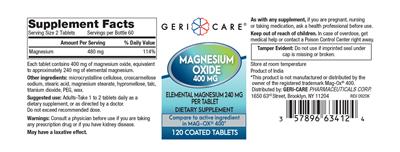 Magnesium Oxide 400 mg label