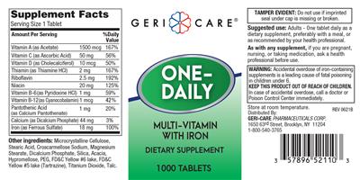 One-Daily Multi-Vitamin with Iron label