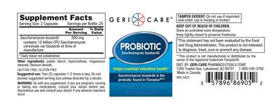 Probiotic Saccharomyces boulardii label