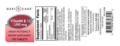 Vitamin B-12 1,000 mcg label