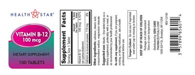 Vitamin B-12 100 mcg label