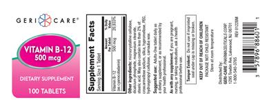 Vitamin B-12 500 mcg label