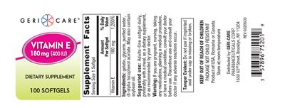 Vitamin E 180 mg (400 IU) label