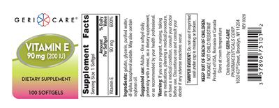 Vitamin E 90 mg (200 IU) label