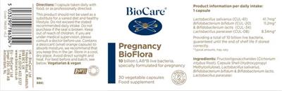 Pregnancy BioFlora label