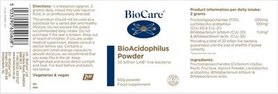 BioAcidophilus Powder label