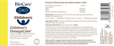 Children's OmegaCare label