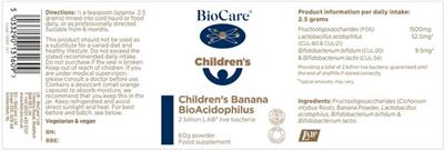 Children's Banana BioAcidophilus label