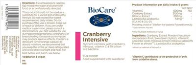 Cranberry Intensive label