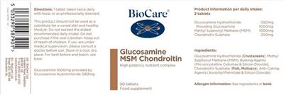 Glucosamine MSM Chondroitin label